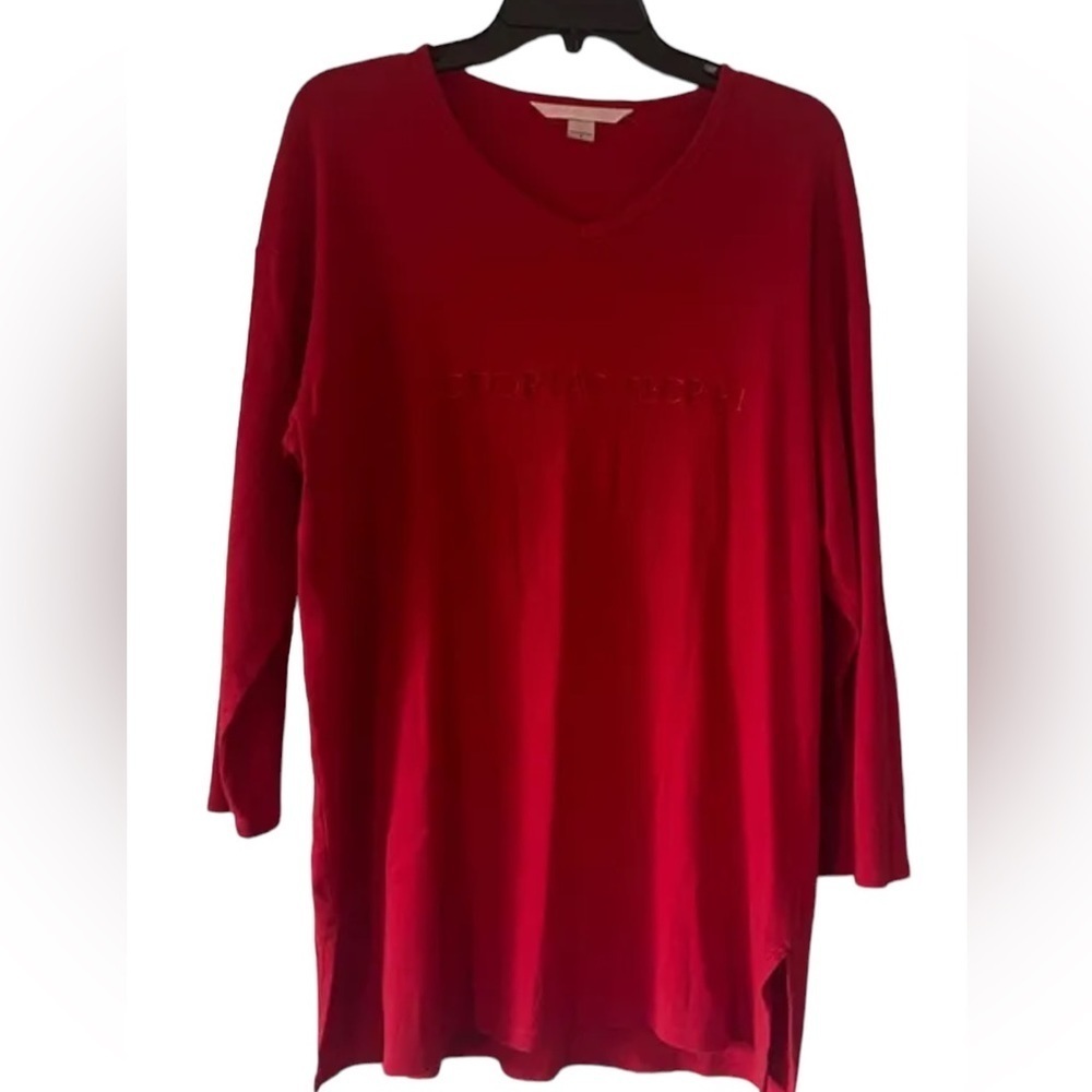 Vintage Victoria's Secret Red Embroidered long sleeve nightgown